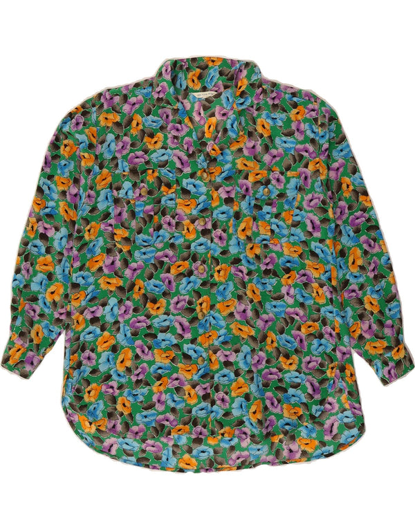VINTAGE Blusa camisa mujer EU 36 Pequeña seda floral multicolor