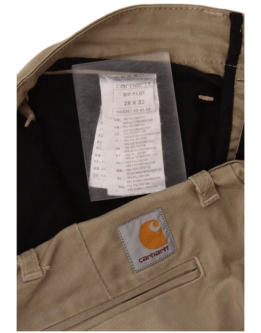 CARHARTT Pantalón chino ajustado para hombre W29 L32 Algodón beige