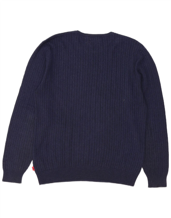 Kappa - Jersey de cuello redondo para hombre, talla 2XL, lana azul marino