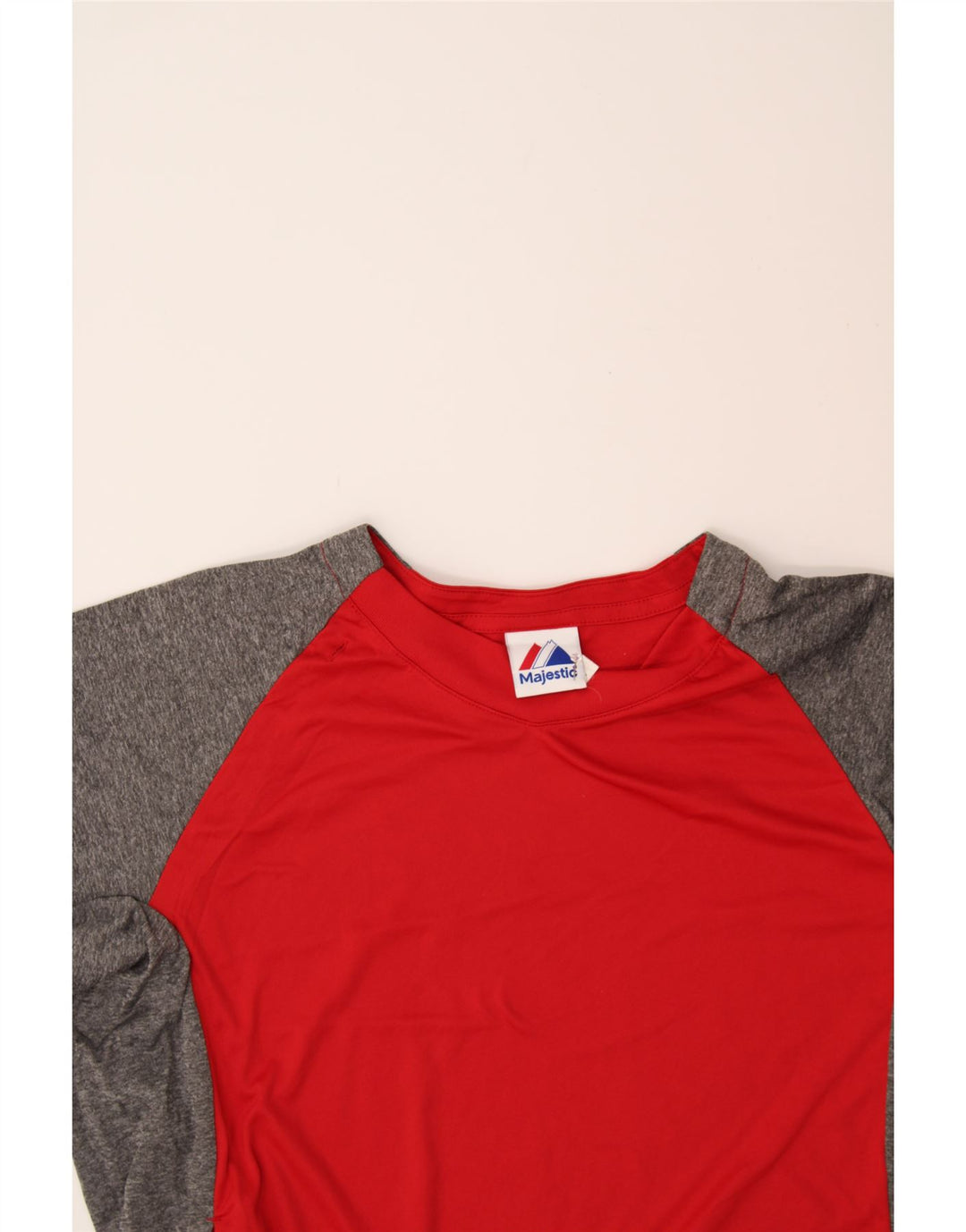 MAJESTIC Mens T-Shirt Top XL Red Colourblock Polyester Vintage Majestic and Second-Hand Majestic from Messina Hembry 