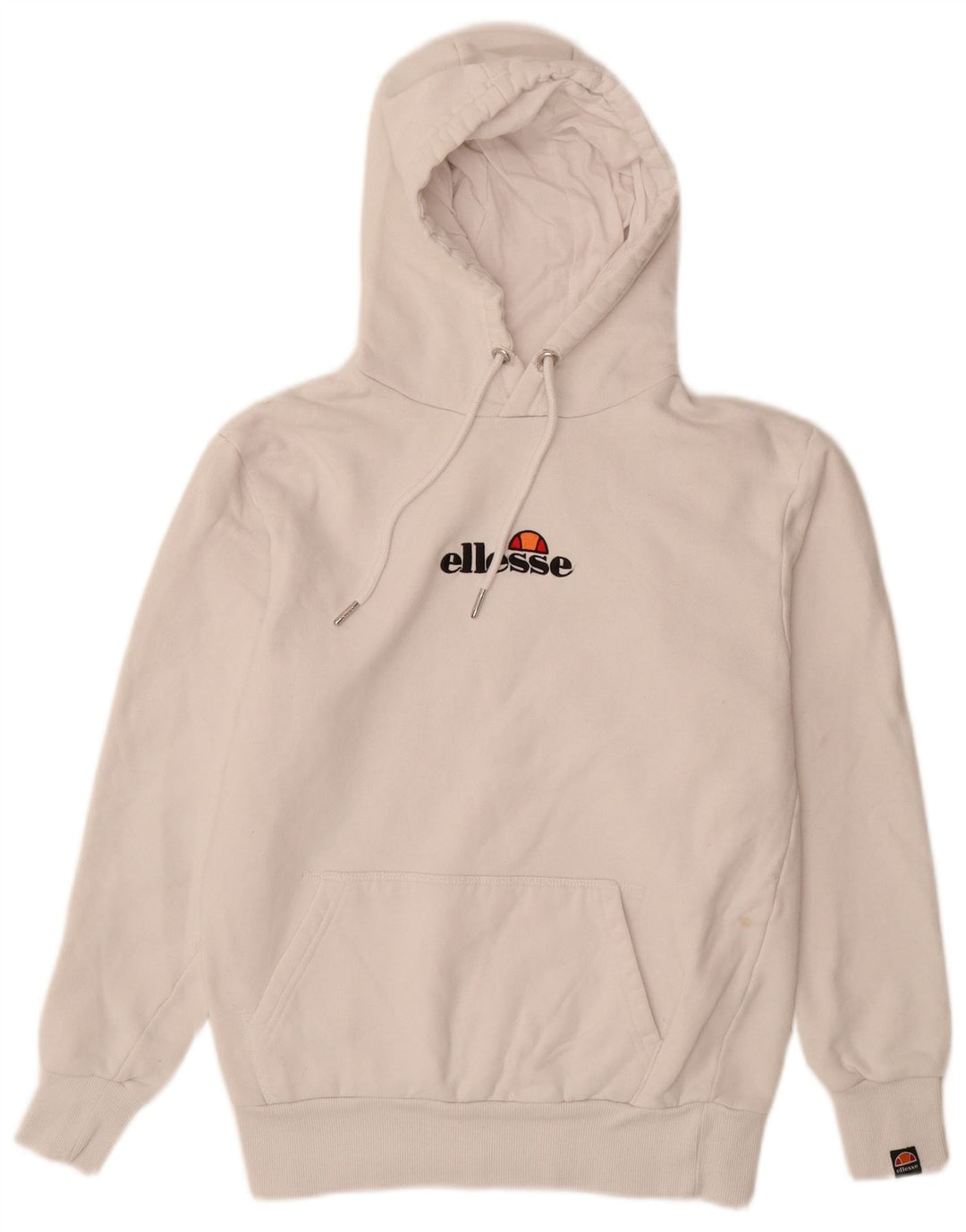 ELLESSE Jersey con capucha gráfica para hombre pequeño de algodón blanco roto