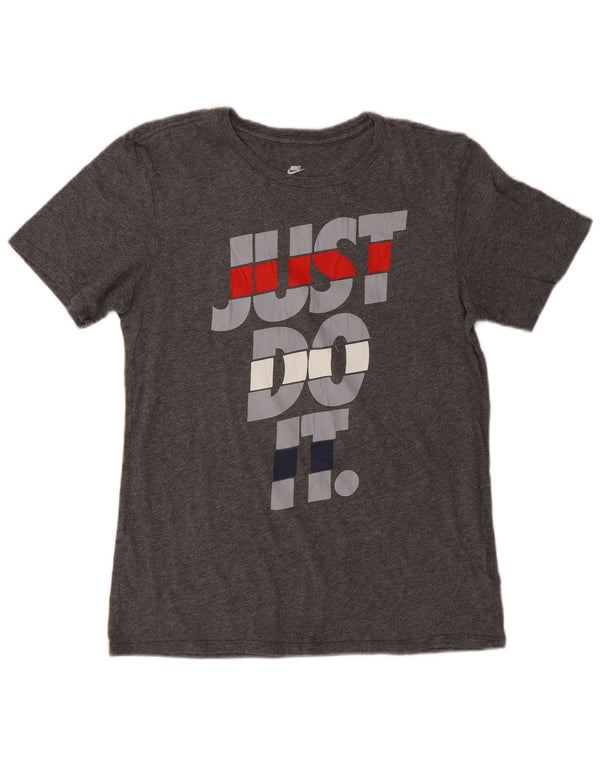 Nike Camiseta gráfica para mujer Top UK 10 Small Grey Cotton