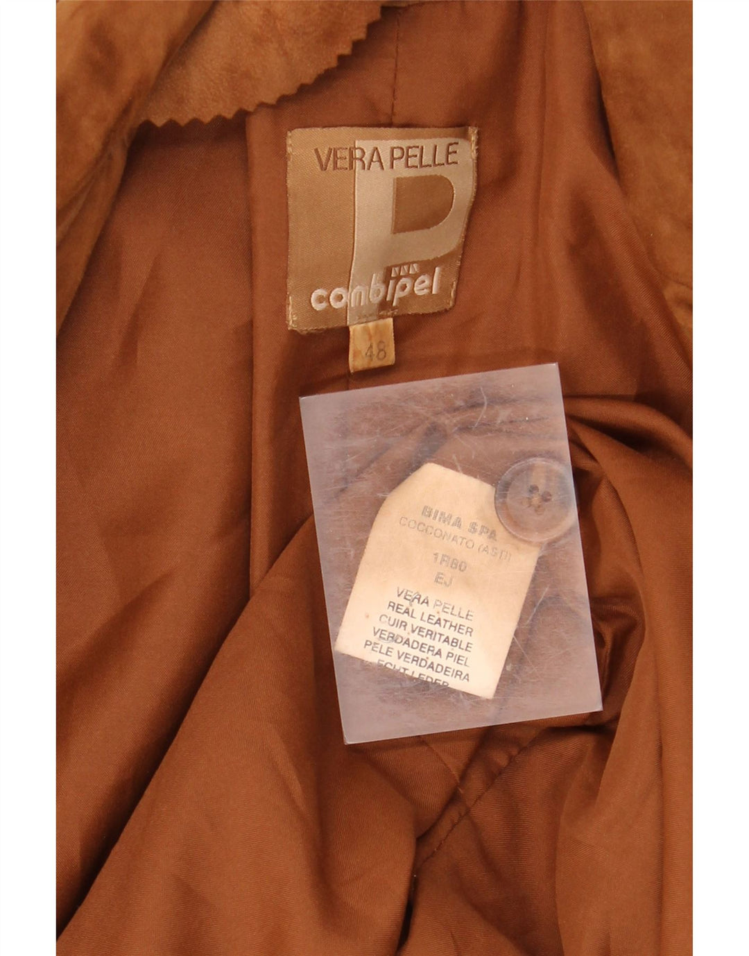 CONBIPEL Chaqueta Blazer de Ante con 2 Botones para Mujer IT 48 XL Cuero Marrón