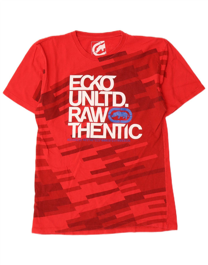 Ecko Unltd Camiseta gráfica para hombre Top pequeño de algodón geométrico rojo