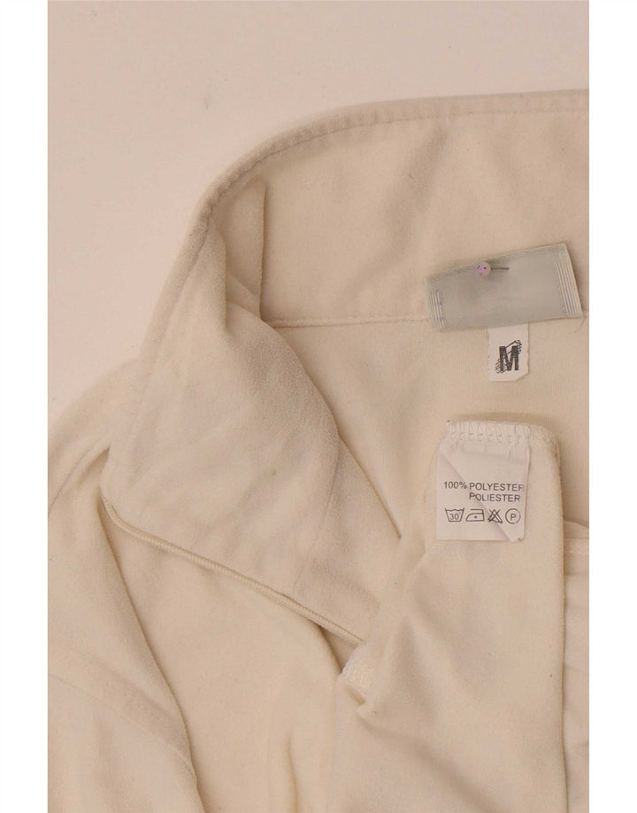 Asics - Jersey de forro polar con cremallera para mujer, talla 40, poliéster blanco mediano