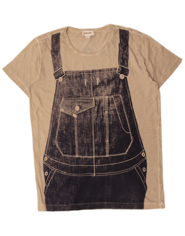 Diesel Hombre Camiseta Gráfica Top Grande Beige