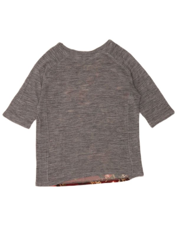 Zara Mujer Trafaluc Top Manga 3/4 UK 42 Gris Medio Floral
