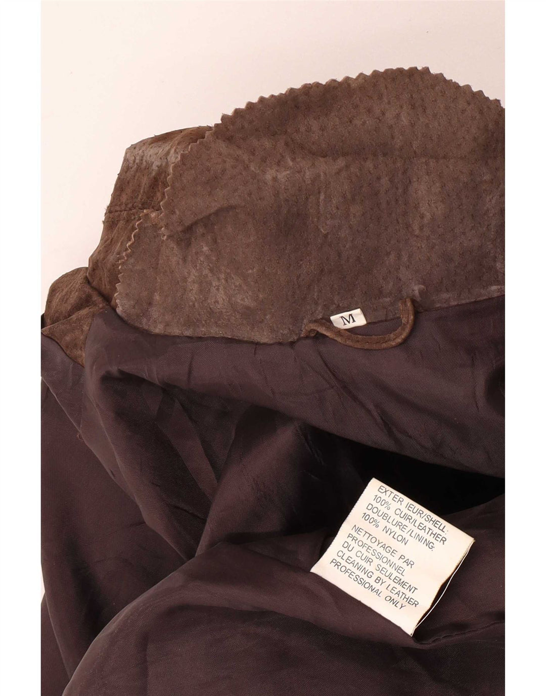 Vintage mujer suelta ajuste chaqueta de cuero Reino Unido 14 cuero marrón medio