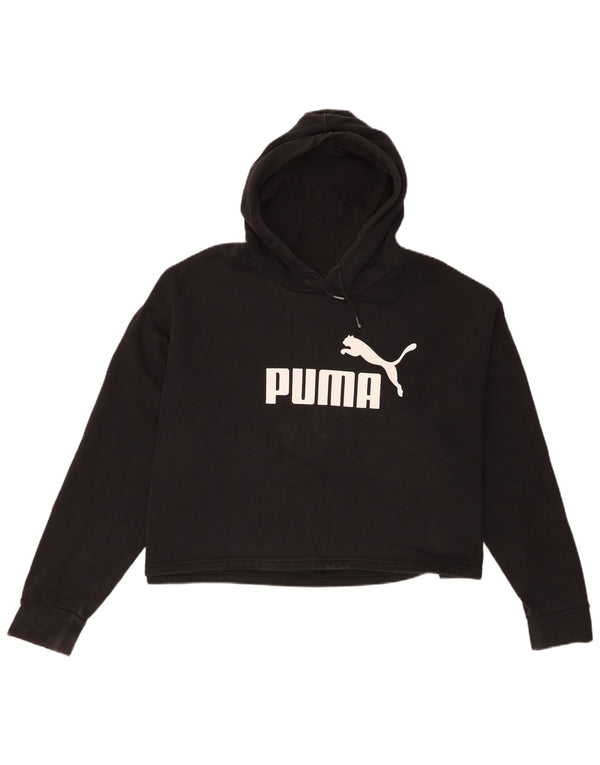 Puma Mujer Crop Graphic Oversize Sudadera con Capucha Jumper UK 18 XL Algodón Negro
