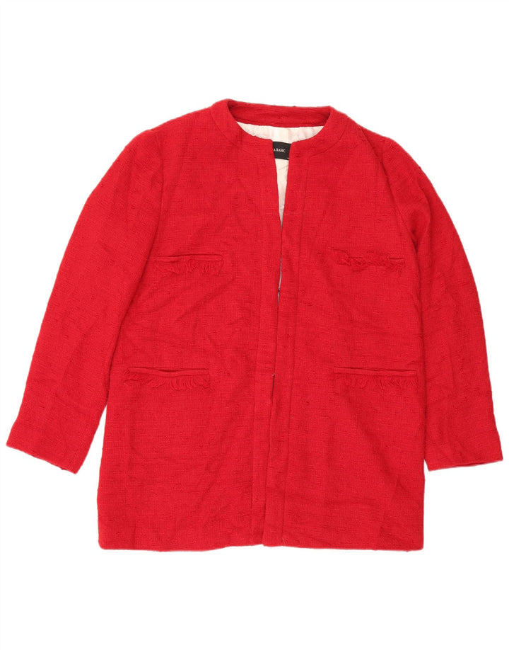 Zara Chaqueta Blazer para Mujer Reino Unido 46 Grande Algodón Rojo