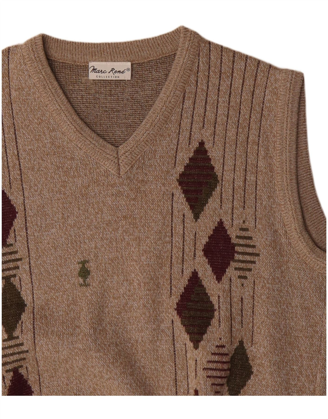 Marc Rene Camiseta sin mangas para hombre Medium Beige Argyle/Diamond