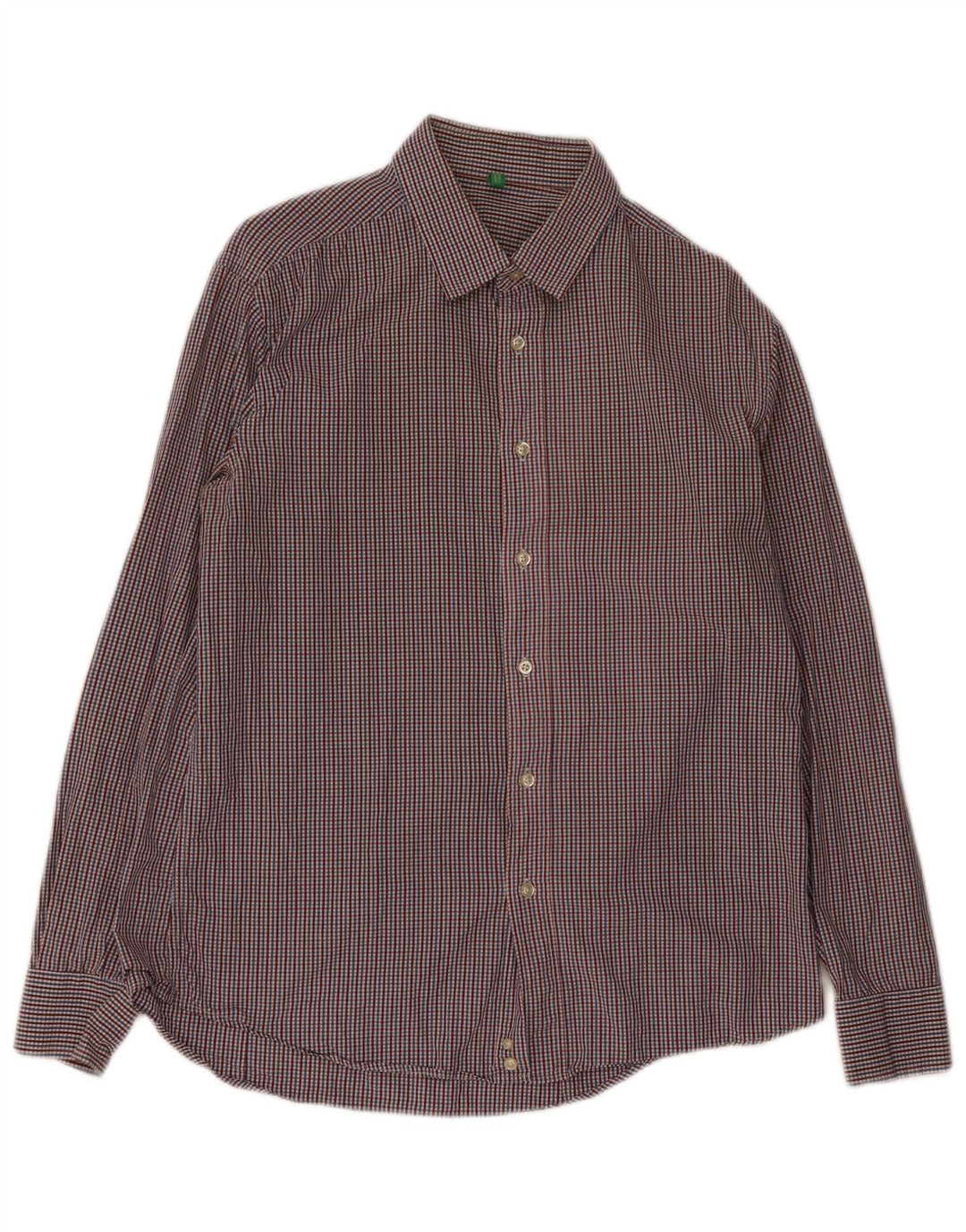 Camisa Benetton Hombre XL Algodón Cuadros Multicolor