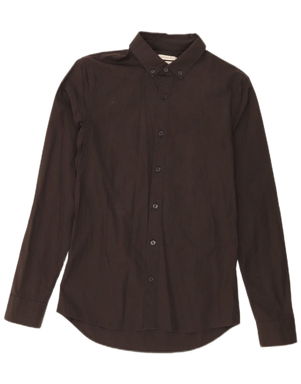 Calvin Klein Jeans Camisa extra slim fit para hombre, talla pequeña, algodón negro