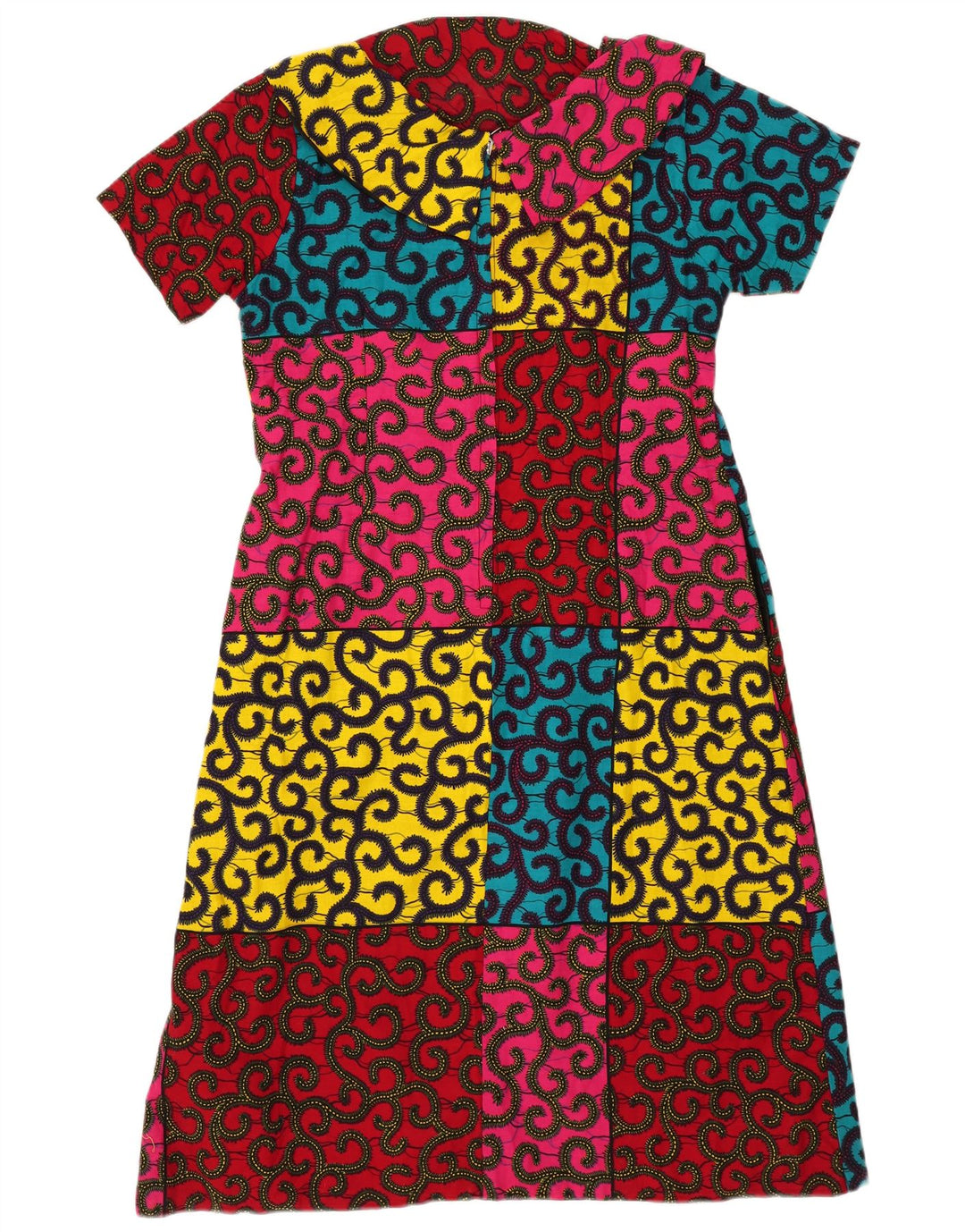 Vintage mujer A-Line vestido Reino Unido 14 bloque de color multicolor medio