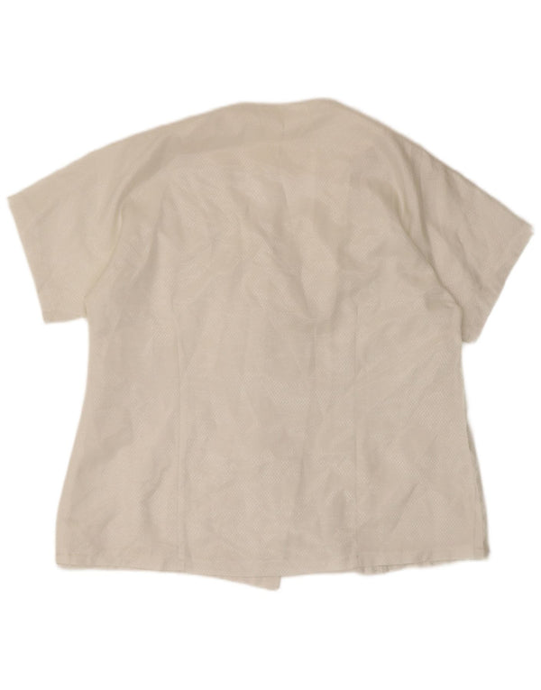 Vintage mujer camisa de manga corta blusa Reino Unido 18 XL algodón blanco