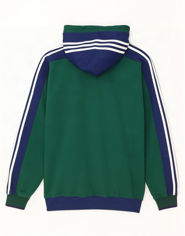 Adidas Sudadera con capucha y cremallera para hombre UK 42/44 Grande Verde Colorblock Poliéster
