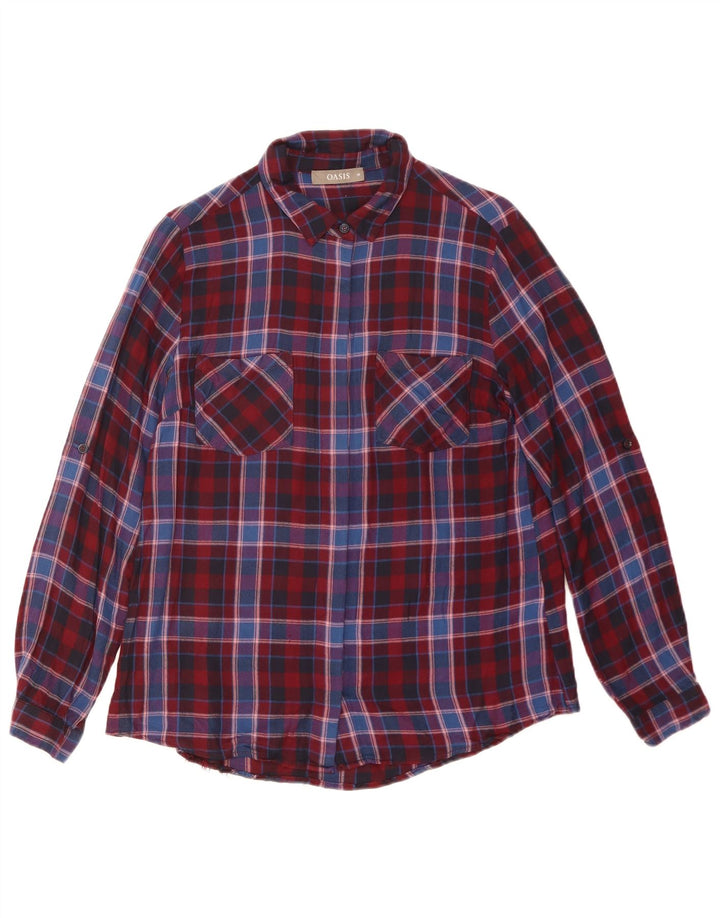 Oasis Camisa de Franela para Mujer UK 40 Small Red Plaid Viscosa