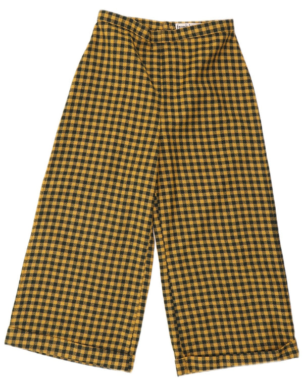 Vintage mujer cintura alta Capri pantalones W28 L22 amarillo Gingham