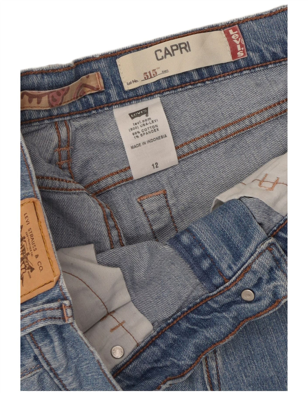 Levi's 515 Capri Jeans para mujer US 12 Grande W34 L21 Algodón azul