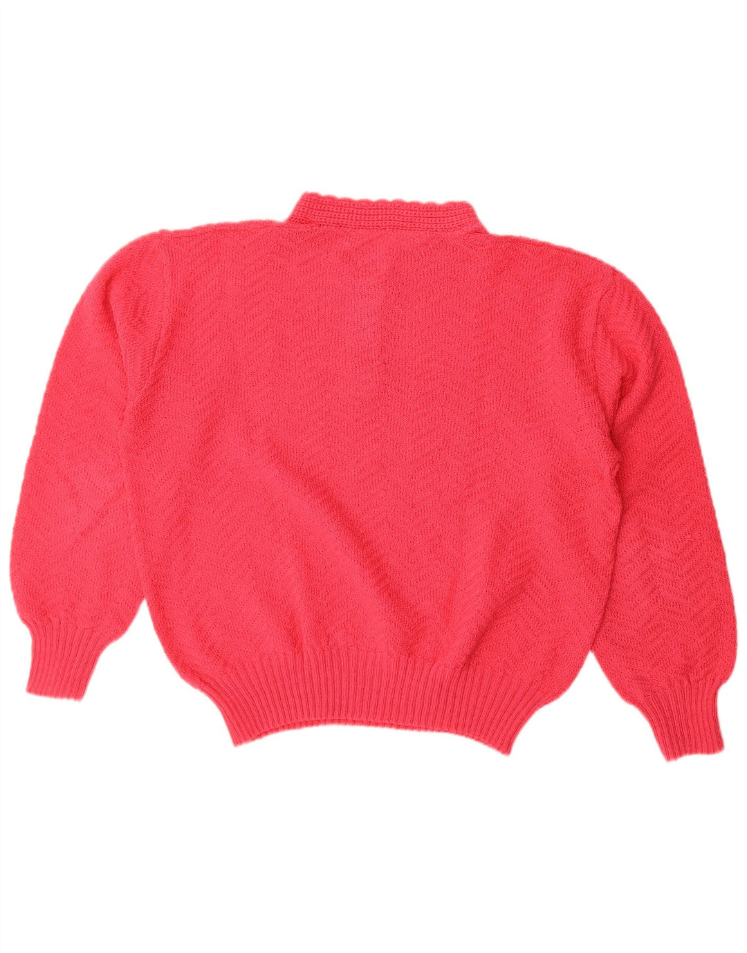 Vintage mujer botón cuello jersey suéter Reino Unido 16 rojo grande