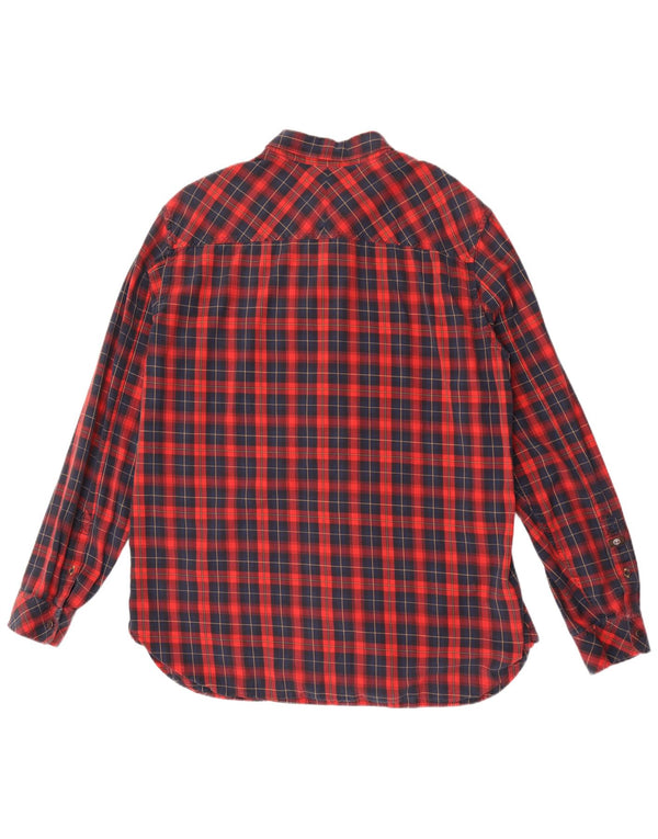 Timberland Camisa Slim Fit para Hombre 2XL Algodón A Cuadros Rojos