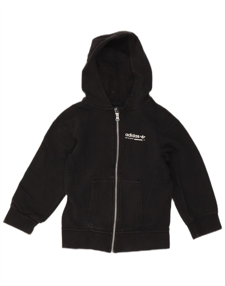 Adidas - Sudadera con capucha y cremallera para niños, 7-8 años, color negro