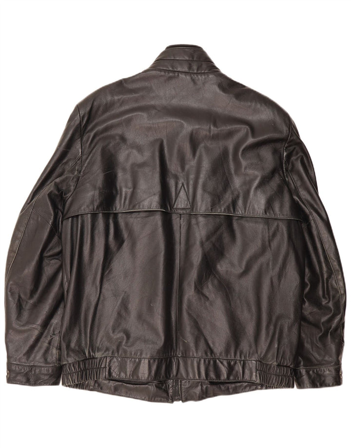 SCHILD Chaqueta de cuero militar para hombre UK 40 Large Black Leather