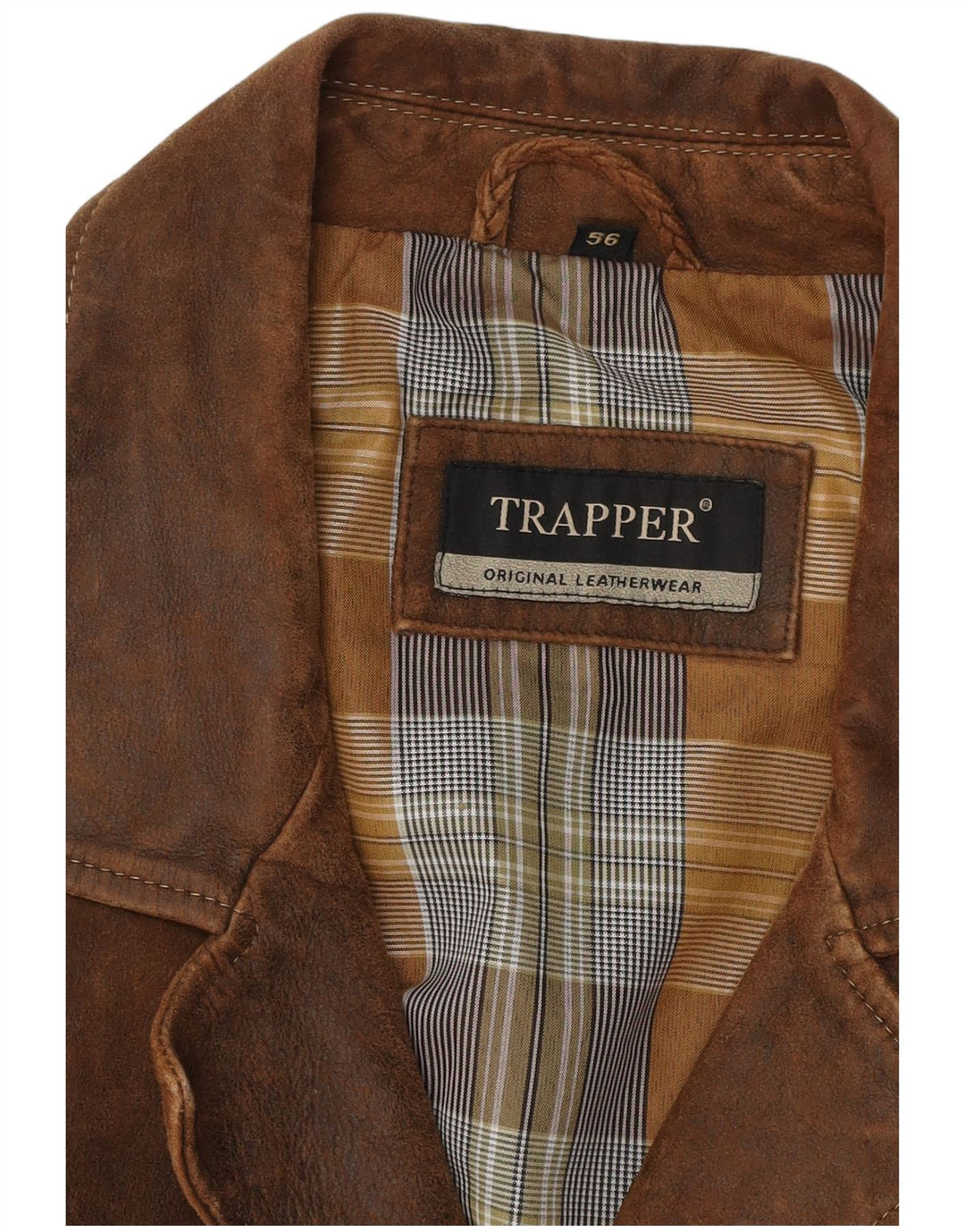 TRAPPER Chaqueta de cuero para hombre IT 56 3XL Cuero marrón