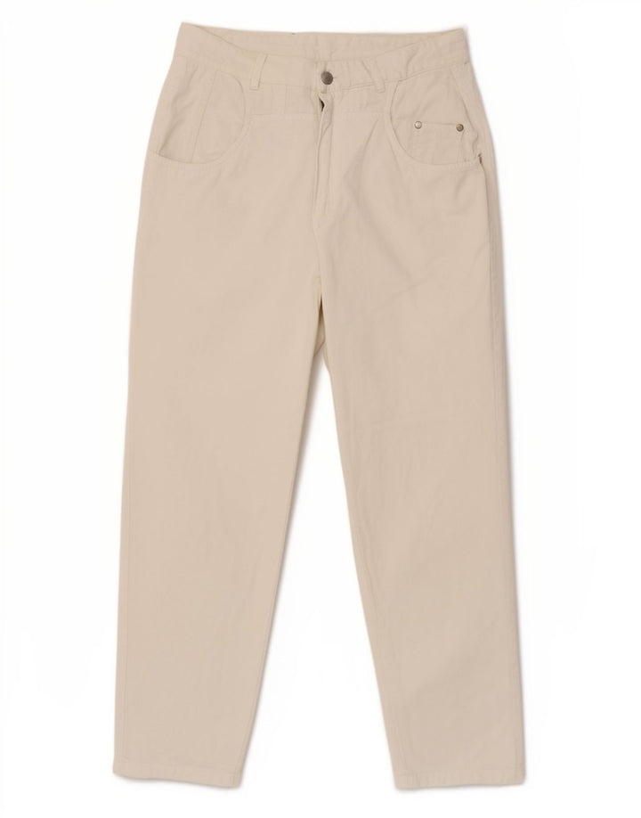 Vaqueros cónicos vintage para mujer IT 46 Grande W30 L32 Blanco