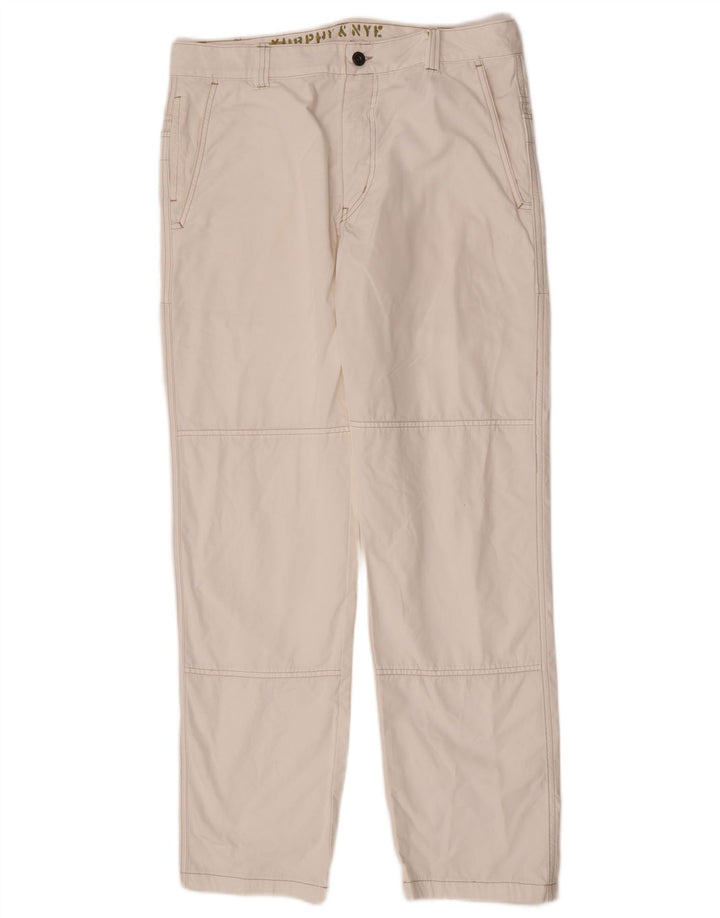 Murphy & Nye Pantalones chinos ajustados para hombre W36 L32 Algodón blanco
