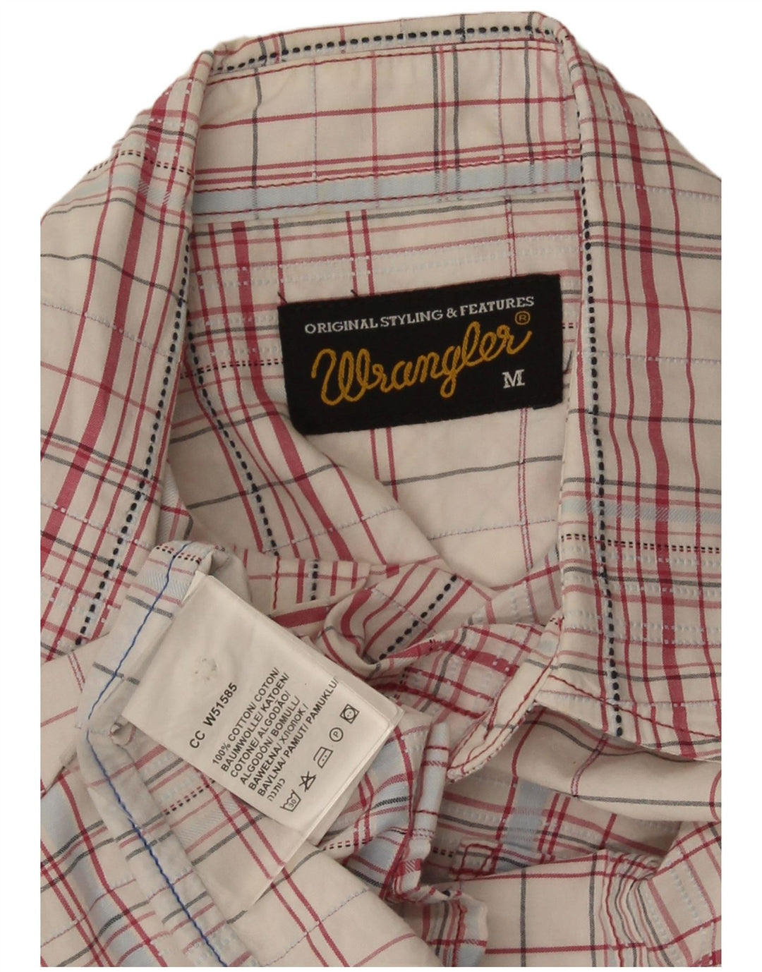Wrangler Camisa De Manga Corta Regular Fit Para Hombre Algodón A Cuadros Blanco Mediano