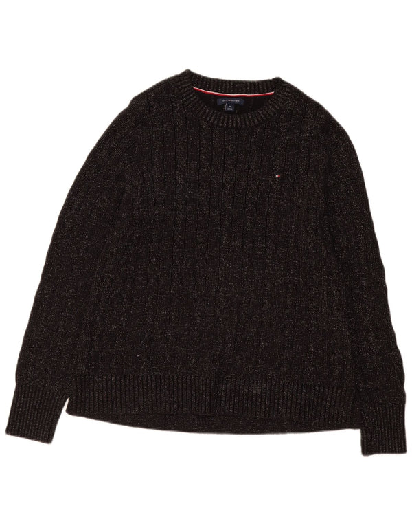 Tommy Hilfiger Suéter de cuello redondo para mujer Reino Unido 12 Algodón negro mediano