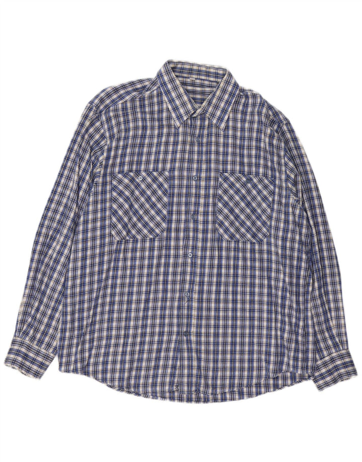 VINTAGE camisa de franela para hombre a cuadros azules grandes