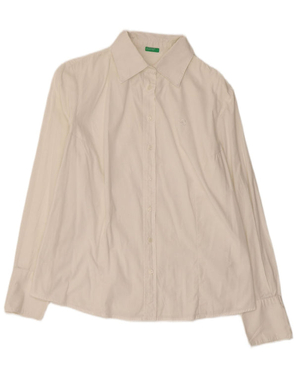 BENETTON Camisa de mujer UK 46 Grande Algodón blanco