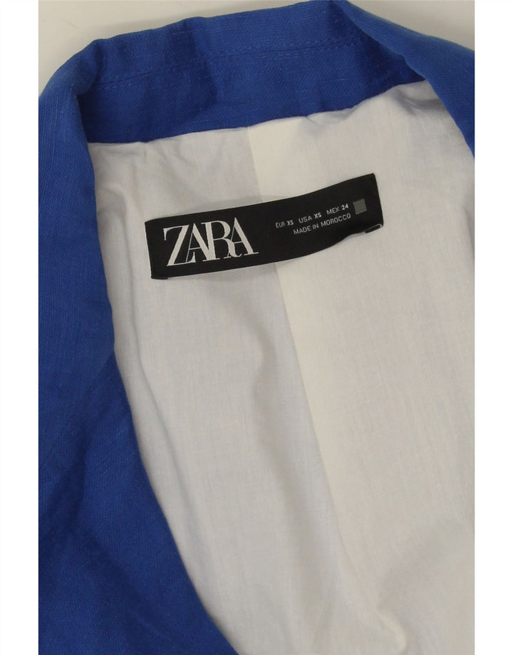 Zara Mujer Chaqueta Blazer Extragrande De Doble Botonadura Reino Unido 6 XS Azul Lyocell