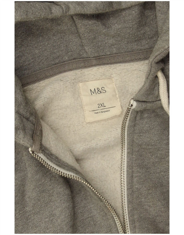 Marks & Spencer Sudadera con capucha y cremallera para hombre, talla 2XL, algodón gris