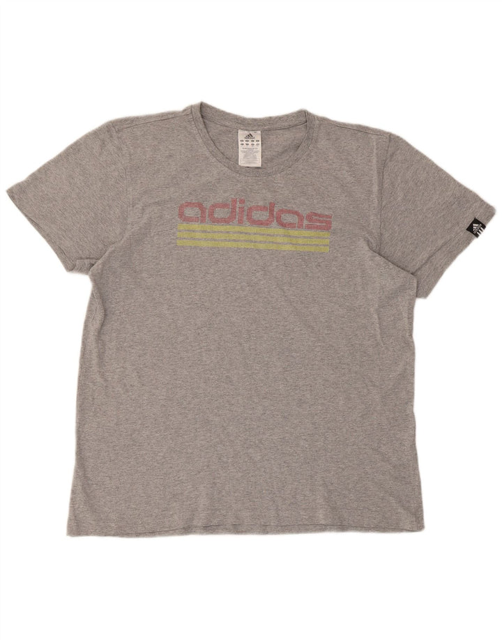 ADIDAS Camiseta gráfica para mujer Top UK 16 Grande Gris Algodón