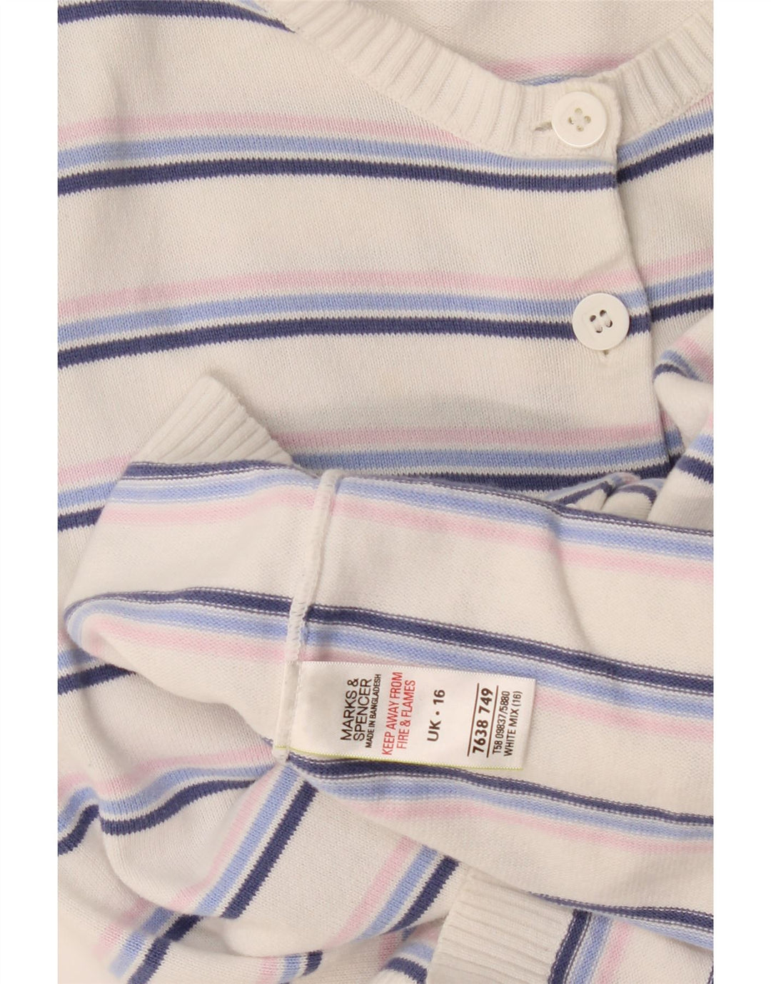 Marks & Spencer - Cárdigan para mujer, talla 40, talla grande, color blanco a rayas
