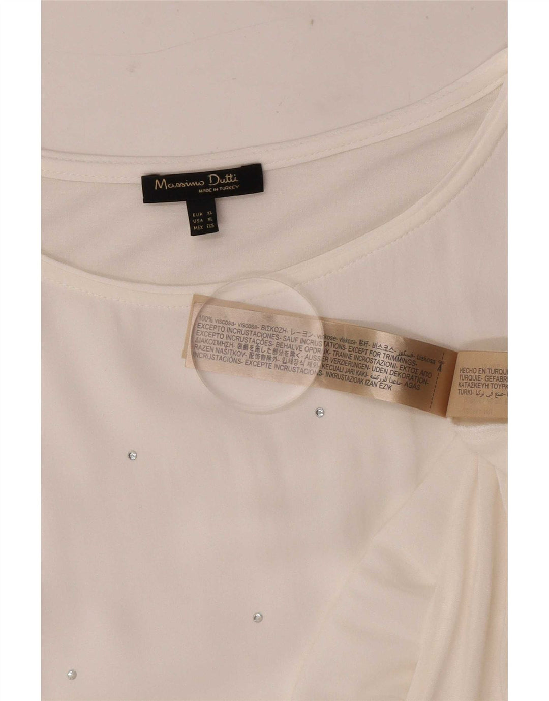 Massimo Dutti Blusa Mujer Top UK 40 XL Viscosa Blanco