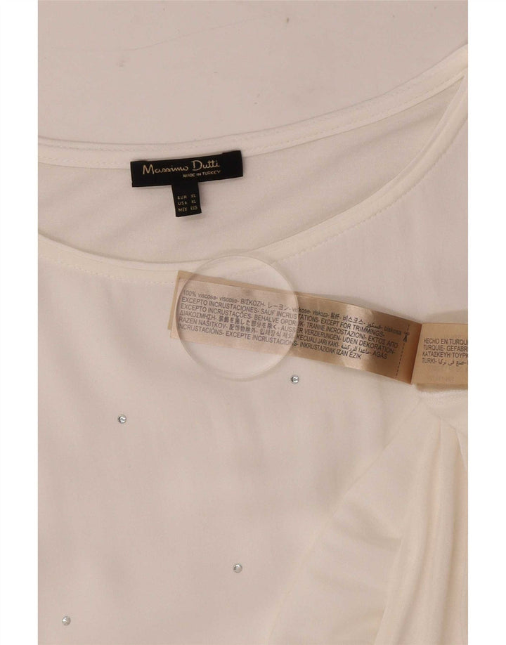 Massimo Dutti Blusa Mujer Top UK 40 XL Viscosa Blanco