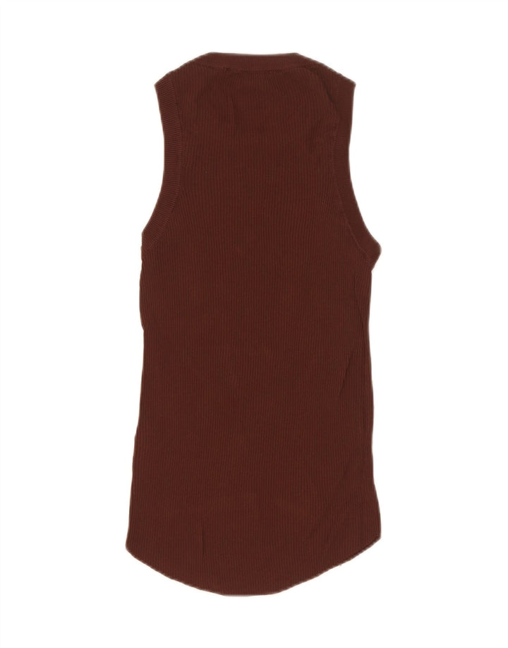 Zara Mujer Chaleco Top UK 42 Viscosa Marrón Medio