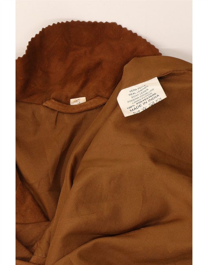 VINTAGE Mujer Oversize 3 Botones Ante Blazer Chaqueta Reino Unido 10 Pequeño Beige