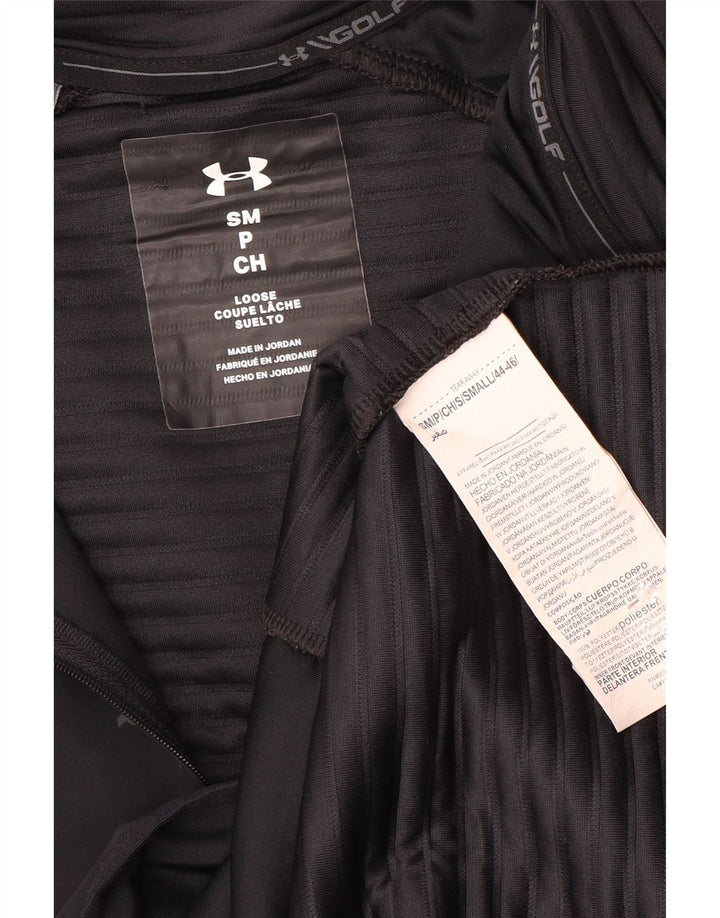 Under Armour Hombre Zip Neck Jersey Chándal Top Pequeño Poliéster Negro
