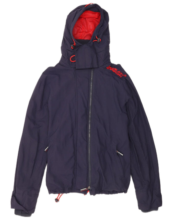 Superdry Chaqueta cortavientos con capucha y gráfico para hombre UK 42 XL Nylon azul marino