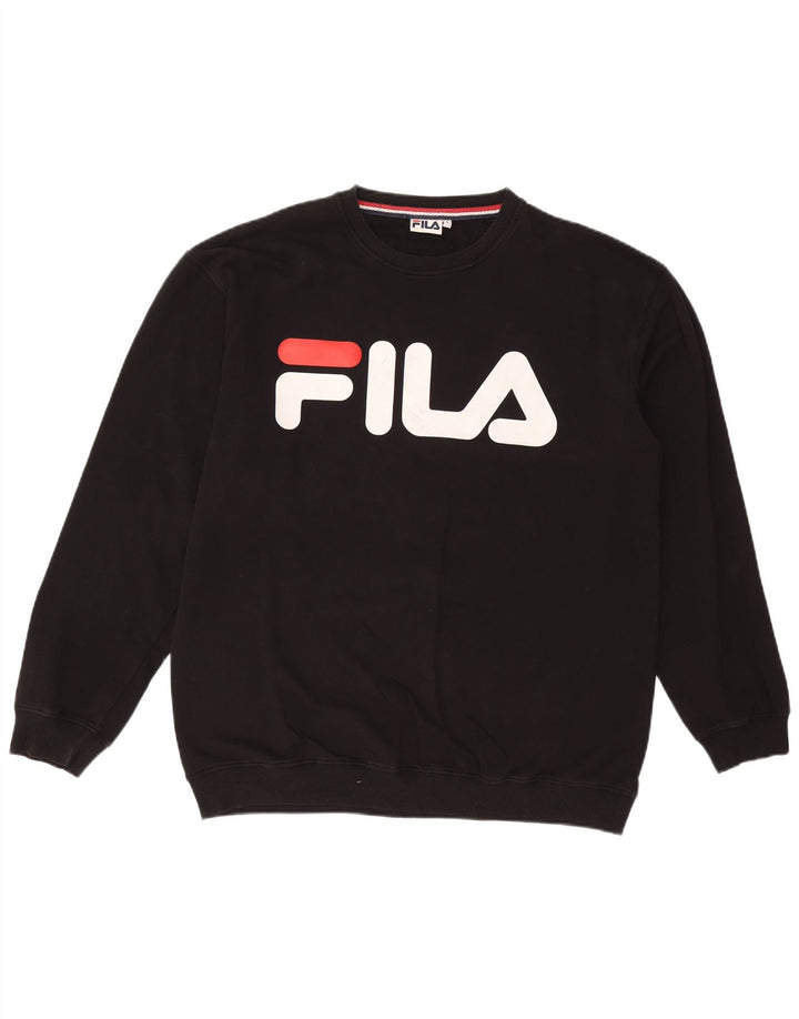FILA Mens Graphic Sweatshirt Jumper Large Black Cotton