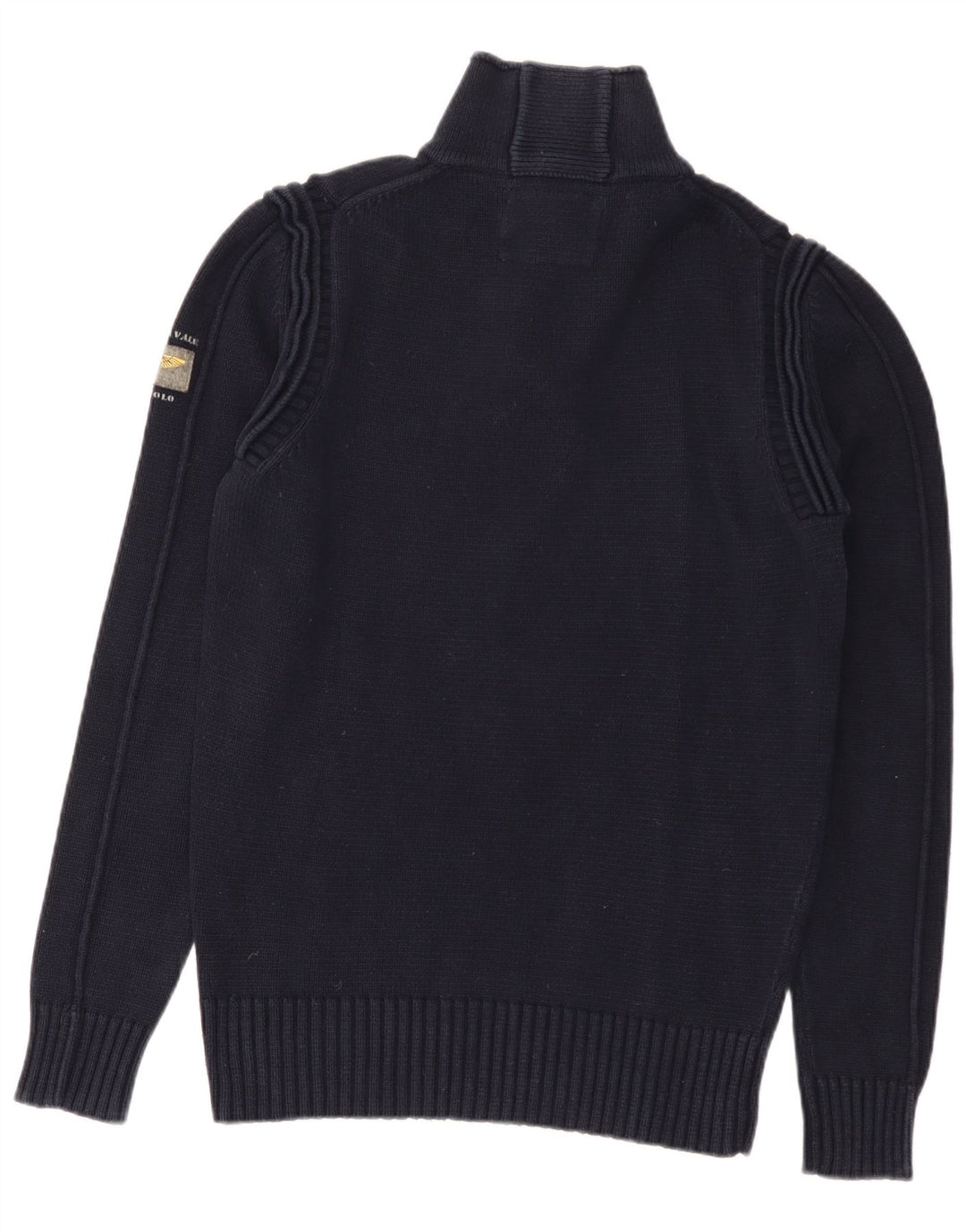 Aviazione Navale Jersey para hombre con cuello y botones, algodón azul marino mediano