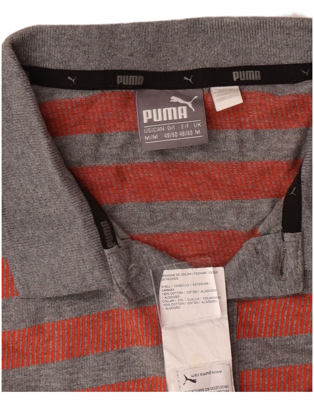 Polo PUMA para hombre de algodón a rayas rojo medio