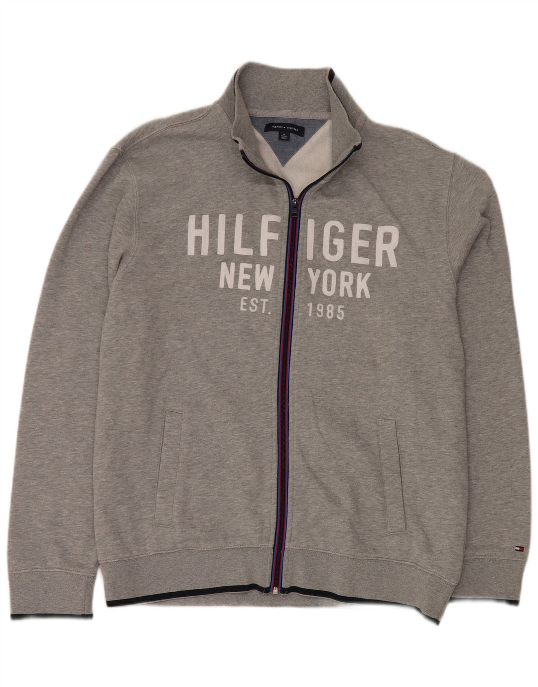 TOMMY HILFIGER Chaqueta superior de chándal con gráfico para hombre XL Algodón gris