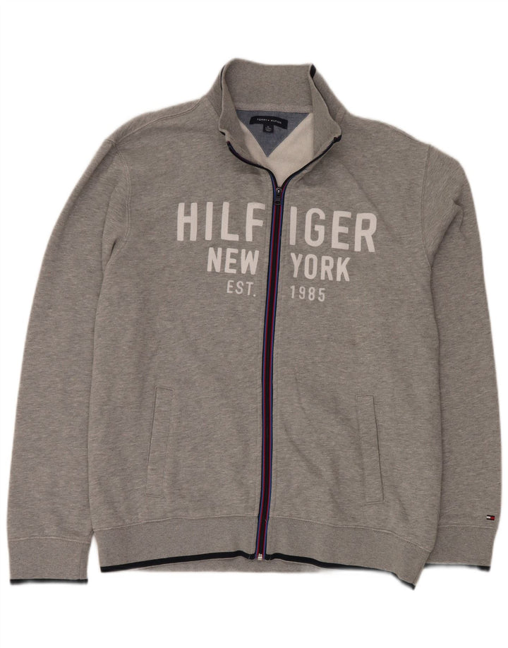 TOMMY HILFIGER Chaqueta superior de chándal con gráfico para hombre XL Algodón gris