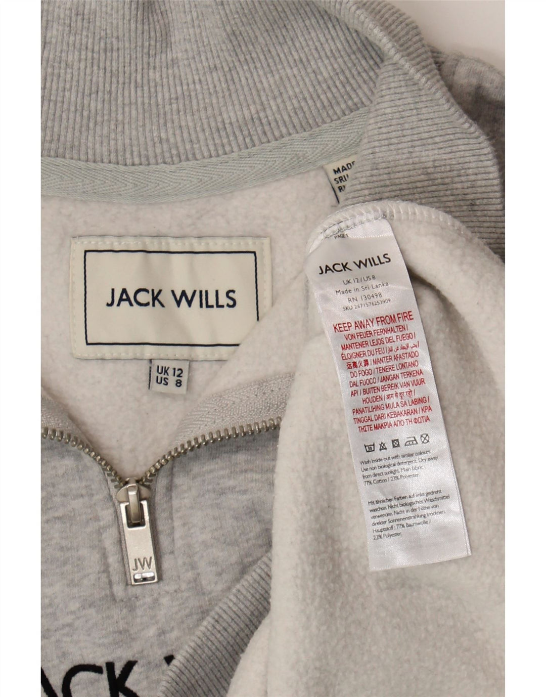 Jack Wills Sudadera con gráfico extragrande para mujer, talla 40, color gris medio